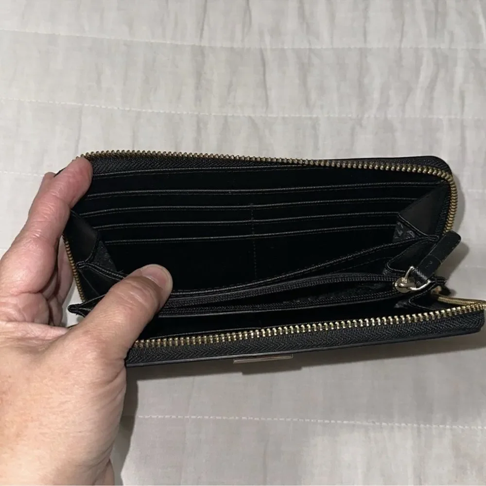 kate spade Newbury Lane Neda Black Saffiano Leather Zip Wallet